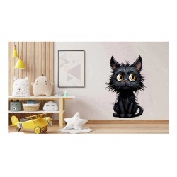 Sticker decorativ, Pisica, Negru, 1366STK-4 Sticker decorativ, Pisica, Negru, 1366STK-4