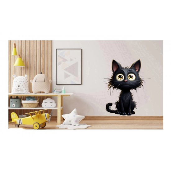 Sticker decorativ, Pisica, Negru, 1366STK-5 Sticker decorativ, Pisica, Negru, 1366STK-5