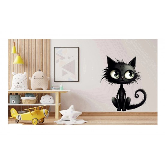 Sticker decorativ, Pisica, Negru, 1366STK-6 Sticker decorativ, Pisica, Negru, 1366STK-6