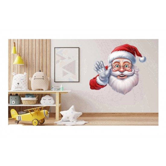 Sticker decorativ, Mos Craciun, Rosu, 1371STK-10 Sticker decorativ, Mos Craciun, Rosu, 1371STK-10