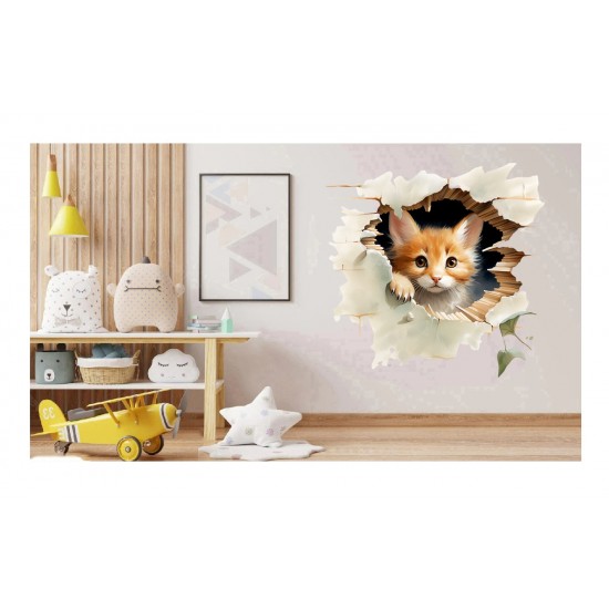 Sticker decorativ, Pisica, Maro, 1375STK-1 Sticker decorativ, Pisica, Maro, 1375STK-1