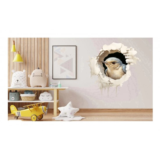 Sticker decorativ, Pasare, Turcoaz, 1375STK-7