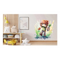 Sticker decorativ, Minecraft, Verde, 1376STK-15 Sticker decorativ, Minecraft, Verde, 1376STK-15
