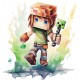 Sticker decorativ, Minecraft, Verde, 1376STK-15 Sticker decorativ, Minecraft, Verde, 1376STK-15