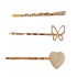Set 3 agrafe de par, Inima, Stea, Diamante, 6 cm, Auriu, 32BJ