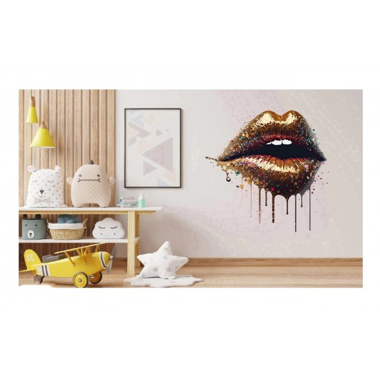 Sticker decorativ, Buze, Auriu, 60 cm, 1301STK-2 Sticker decorativ, Buze, Auriu, 60 cm, 1301STK-2