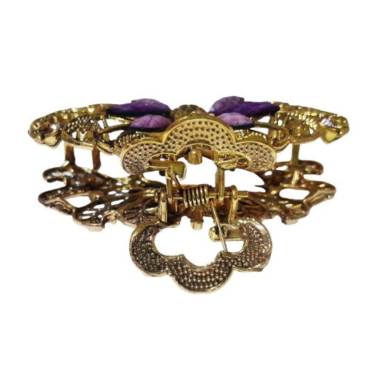 Clama de par in forma de Paun, Vintage, 7 cm, Mov, 89BJ