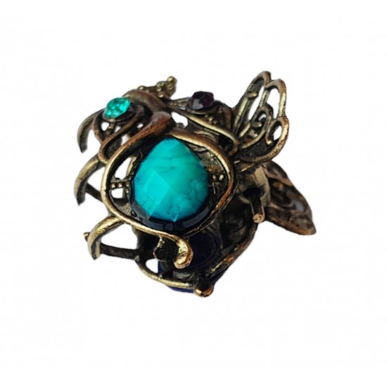 Clama de par in forma de Albina, Vintage, 2.5 cm, Turcoaz, 98BJ