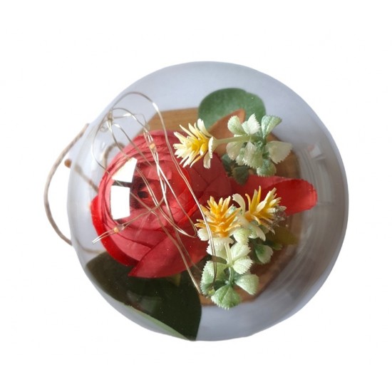 Aranjament floral cu Luminite si Muzicuta, Multicolor, 15 cm, MM9868 Aranjament floral cu Luminite si Muzicuta, Multicolor, 15 cm, MM9868