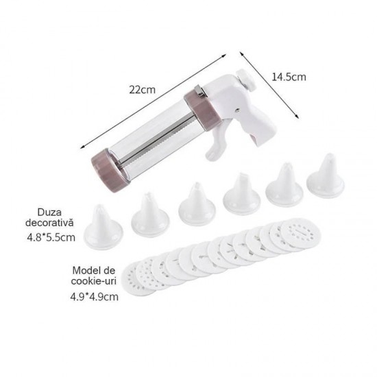 Presa pentru biscuiti, 23 piese, Gri, HML48 Presa pentru biscuiti, 23 piese, Gri, HML48