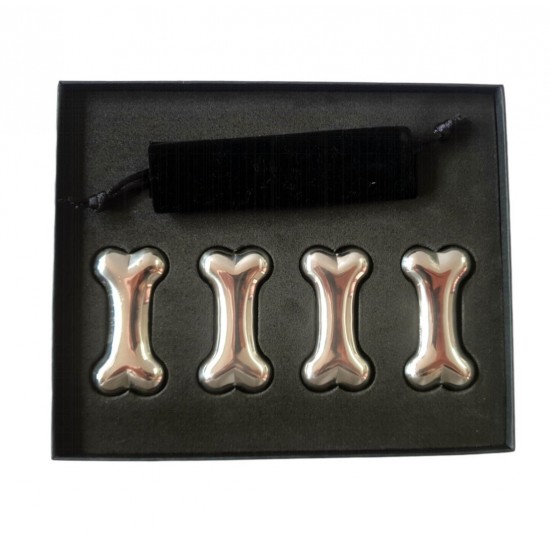 Set 4 Cuburi Oase pentru racirea bauturilor, Argintiu, 5 cm, HML59 Set 4 Cuburi Oase pentru racirea bauturilor, Argintiu, 5 cm, HML59
