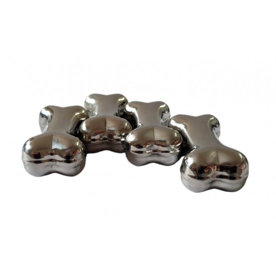 Set 4 Cuburi Oase pentru racirea bauturilor, Argintiu, 5 cm, HML59 Set 4 Cuburi Oase pentru racirea bauturilor, Argintiu, 5 cm, HML59