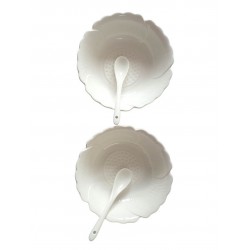 Set 2 Boluri cu Lingurite, Alb, 15 cm, 219G Set 2 Boluri cu Lingurite, Alb, 15 cm, 219G