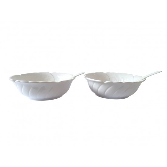 Set 2 Boluri cu Lingurite, Alb, 15 cm, 219G Set 2 Boluri cu Lingurite, Alb, 15 cm, 219G