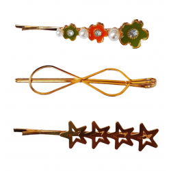 Set 3 agrafe de par, Stea, Infinity, Flori, 6 cm, Auriu, 15BJ Set 3 agrafe de par, Stea, Infinity, Flori, 6 cm, Auriu, 15BJ