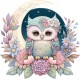 Sticker decorativ, Bufnita, Multicolor, 60 cm, 1296STK-1 Sticker decorativ, Bufnita, Multicolor, 60 cm, 1296STK-1