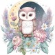 Sticker decorativ, Bufnita, Multicolor, 60 cm, 1296STK-3 Sticker decorativ, Bufnita, Multicolor, 60 cm, 1296STK-3