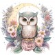 Sticker decorativ, Bufnita, Multicolor, 62 cm, 1296STK Sticker decorativ, Bufnita, Multicolor, 62 cm, 1296STK
