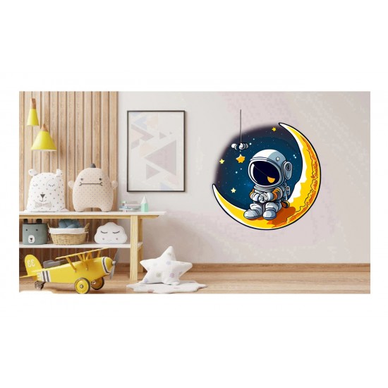 Sticker decorativ, Astronaut, Galben, 63 cm, 1266STK-7 Sticker decorativ, Astronaut, Galben, 63 cm, 1266STK-7