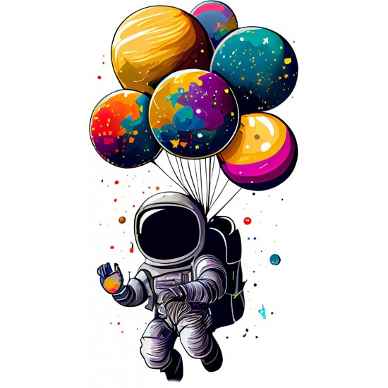Sticker decorativ, Astronaut, Multicolor, 90 cm, 1266STK-5 Sticker decorativ, Astronaut, Multicolor, 90 cm, 1266STK-5