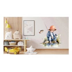 Sticker decorativ, Baiat la Pescuit, Multicolor, 64 cm, 1289STK-5 Sticker decorativ, Baiat la Pescuit, Multicolor, 64 cm, 1289STK-5