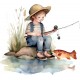 Sticker decorativ, Baiat la Pescuit, Multicolor, 67 cm, 1289STK-3 Sticker decorativ, Baiat la Pescuit, Multicolor, 67 cm, 1289STK-3