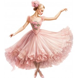 Sticker decorativ, Balerina, Roz, 67 cm, 1346STK
