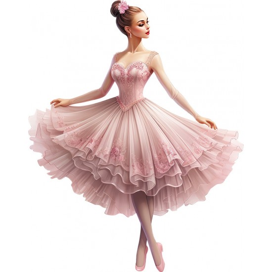 Sticker decorativ, Balerina, Roz, 75 cm, 1346STK-3 Sticker decorativ, Balerina, Roz, 75 cm, 1346STK-3