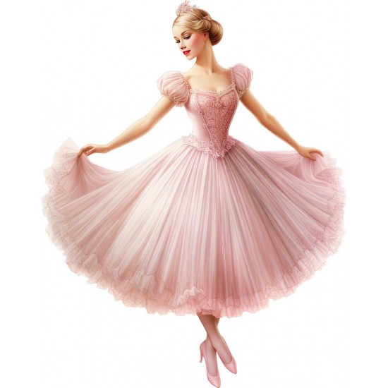 Sticker decorativ, Balerina, Roz, 76 cm, 1346STK-4 Sticker decorativ, Balerina, Roz, 76 cm, 1346STK-4