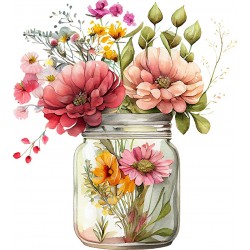 Sticker decorativ, Borcan cu Flori, Multicolor, 66 cm, 1265STK-3