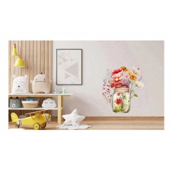 Sticker decorativ, Borcan cu Flori, Multicolor, 68 cm, 1265STK-7 Sticker decorativ, Borcan cu Flori, Multicolor, 68 cm, 1265STK-7