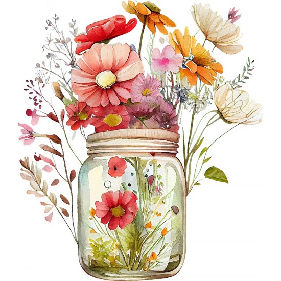 Sticker decorativ, Borcan cu Flori, Multicolor, 68 cm, 1265STK-7 Sticker decorativ, Borcan cu Flori, Multicolor, 68 cm, 1265STK-7
