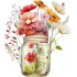 Sticker decorativ, Borcan cu Flori, Multicolor, 68 cm, 1265STK-7