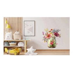 Sticker decorativ, Borcan cu Flori, Multicolor, 70 cm, 1265STK-2 Sticker decorativ, Borcan cu Flori, Multicolor, 70 cm, 1265STK-2