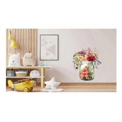 Sticker decorativ, Borcan cu Flori, Multicolor, 72 cm, 1265STK Sticker decorativ, Borcan cu Flori, Multicolor, 72 cm, 1265STK