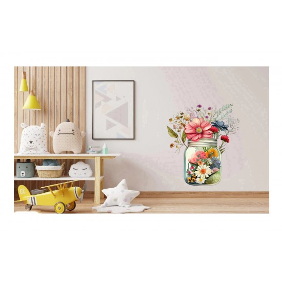 Sticker decorativ, Borcan cu Flori, Multicolor, 73 cm, 1265STK-5 Sticker decorativ, Borcan cu Flori, Multicolor, 73 cm, 1265STK-5
