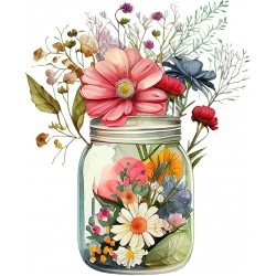 Sticker decorativ, Borcan cu Flori, Multicolor, 73 cm, 1265STK-5