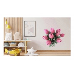 Sticker decorativ, Buchet Lalele, Roz, 60 cm, 1219STK Sticker decorativ, Buchet Lalele, Roz, 60 cm, 1219STK