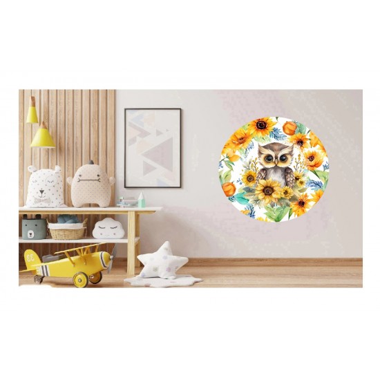 Sticker decorativ, Bufnita, Multicolor, 60 cm, 1281STK-2 Sticker decorativ, Bufnita, Multicolor, 60 cm, 1281STK-2