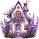 Sticker decorativ, Casa cu Lavanda, Mov, 60 cm, 1361STK-8