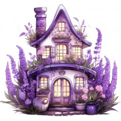 Sticker decorativ, Casa cu Lavanda, Mov, 65 cm, 1361STK-5