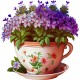 Sticker decorativ, Ceasca cu Flori, Mov, 61 cm, 1261STK-1 Sticker decorativ, Ceasca cu Flori, Mov, 61 cm, 1261STK-1