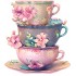 Sticker decorativ, Cesti Cafea, Roz, 68 cm, 1235STK