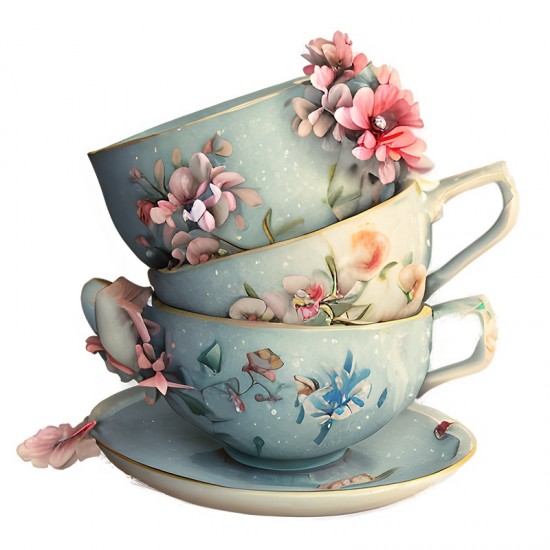 Sticker decorativ, Cesti Cafea, Turcoaz, 60 cm, 1211STK Sticker decorativ, Cesti Cafea, Turcoaz, 60 cm, 1211STK