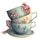 Sticker decorativ, Cesti Cafea, Turcoaz, 60 cm, 1211STK Sticker decorativ, Cesti Cafea, Turcoaz, 60 cm, 1211STK