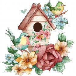 Sticker decorativ, Colivie, Maro, 62 cm, 1261STK-7