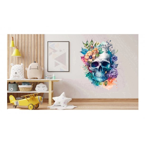 Sticker decorativ, Craniu, Multicolor, 72 cm, 1274STK-5 Sticker decorativ, Craniu, Multicolor, 72 cm, 1274STK-5