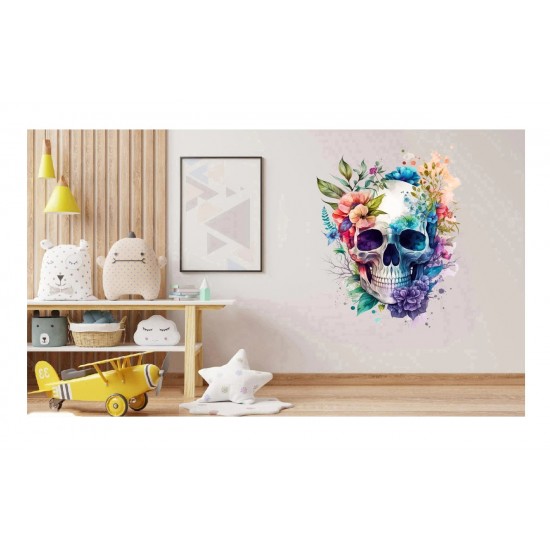 Sticker decorativ, Craniu, Multicolor, 80 cm, 1274STK-3 Sticker decorativ, Craniu, Multicolor, 80 cm, 1274STK-3