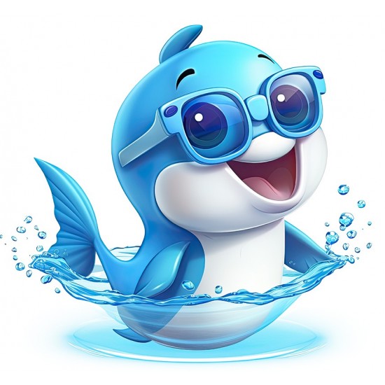 Sticker decorativ, Delfin, Albastru, 64 cm, 1352STK-1 Sticker decorativ, Delfin, Albastru, 64 cm, 1352STK-1