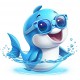 Sticker decorativ, Delfin, Albastru, 64 cm, 1352STK-1 Sticker decorativ, Delfin, Albastru, 64 cm, 1352STK-1